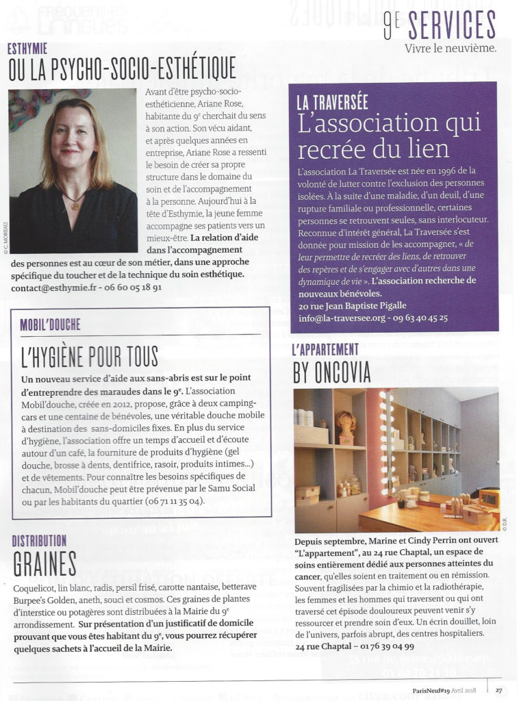 Le magazine Paris 9 présente mon activité de PSE